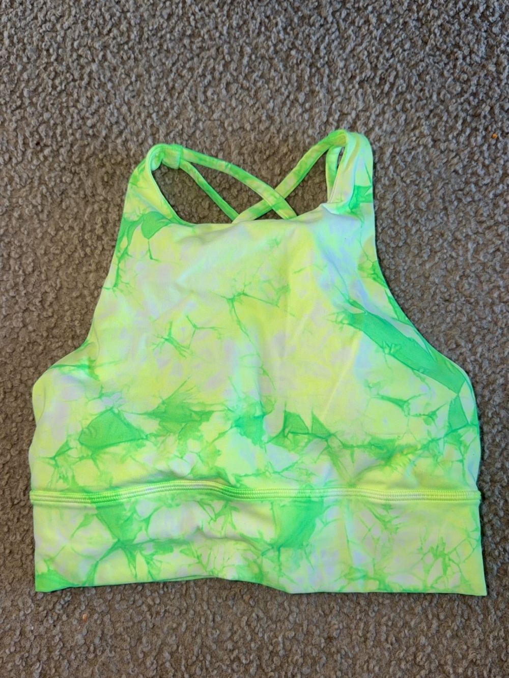 lululemon neon tie-dye high neck sports bra - lime yellow